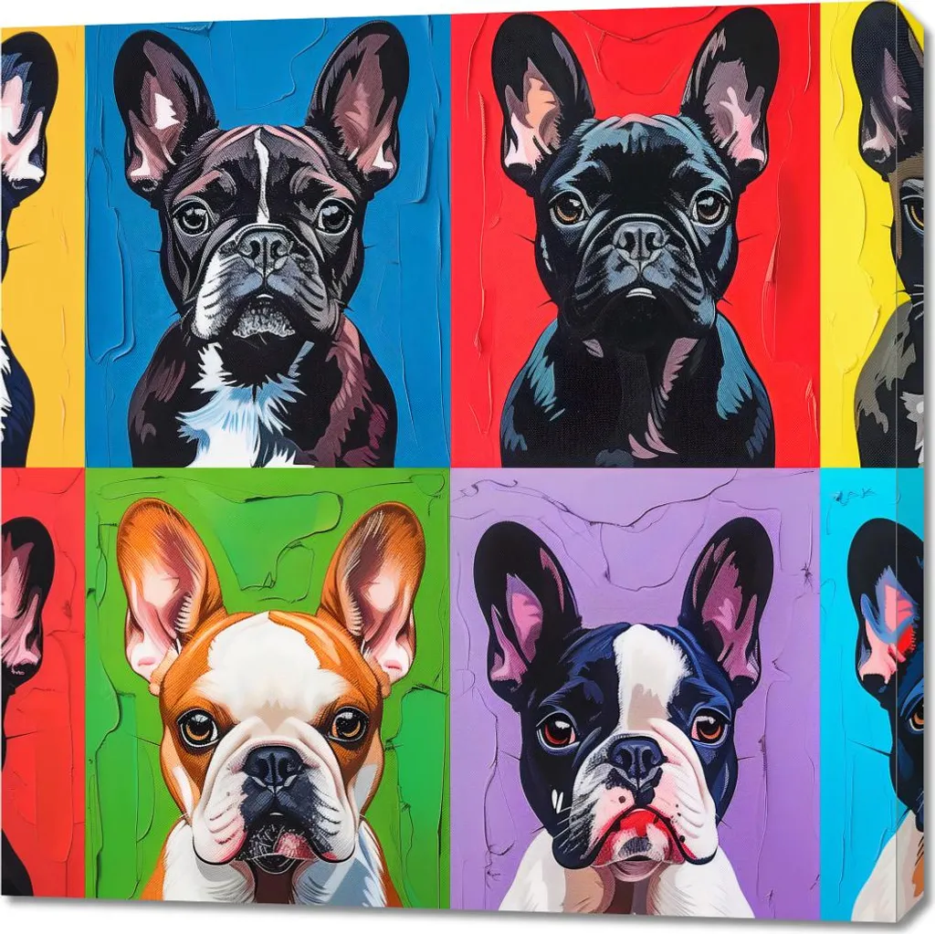 Image Bouledogues Français 90x90 cm - Impression Carrée Haute Qualité