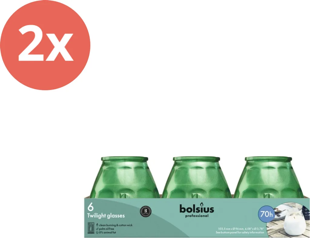 Bougies de Table sans Fumée Bolsius Twilight Vert Métallisé - Lot de 12