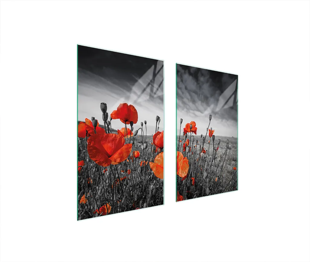 Copri Piano Cottura Vetroceramica 75x52 Papaveri Rossi - Vetro Temperato