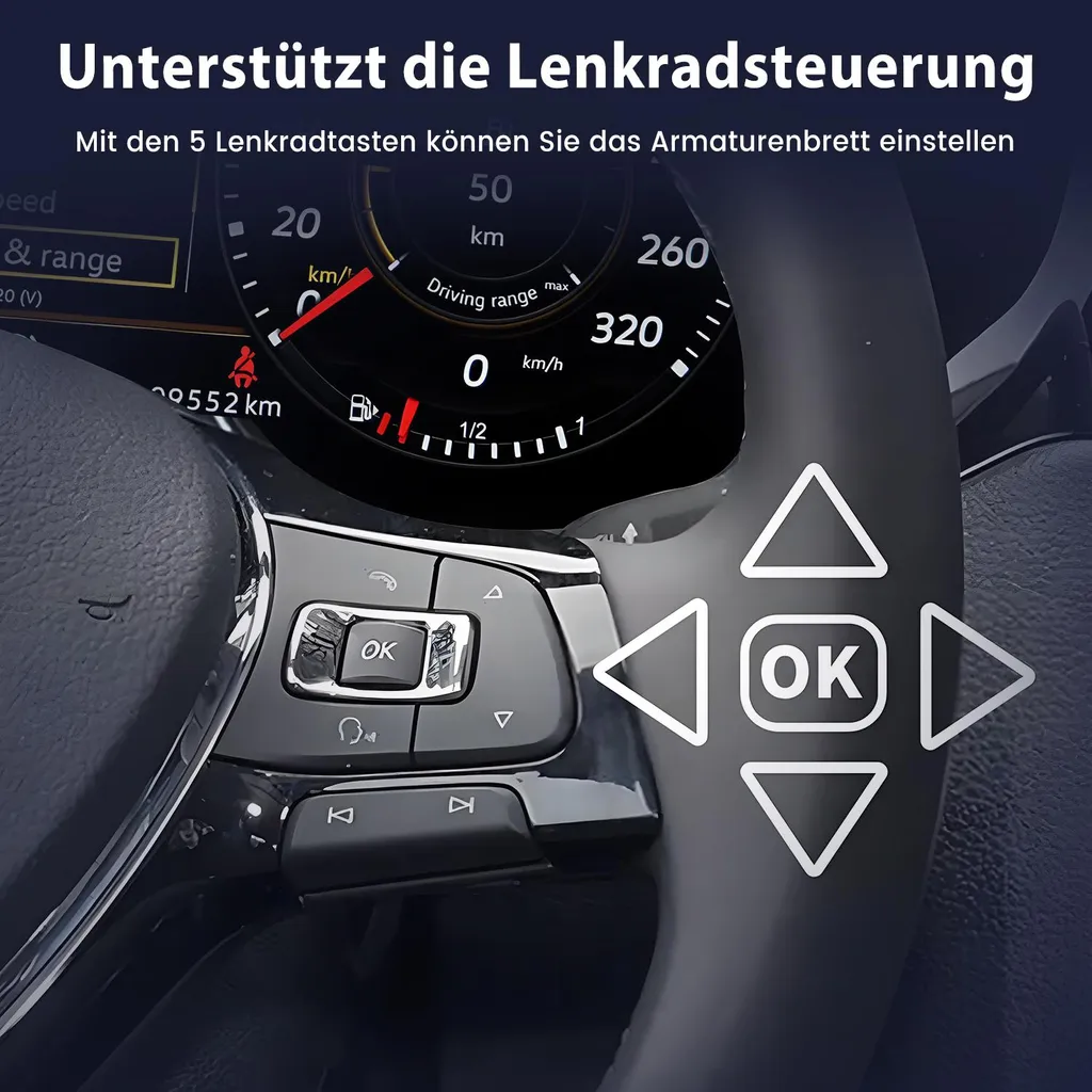 Compteur de vitesse numérique LCD pour Golf V avec Android Auto et CarPlay - 5
