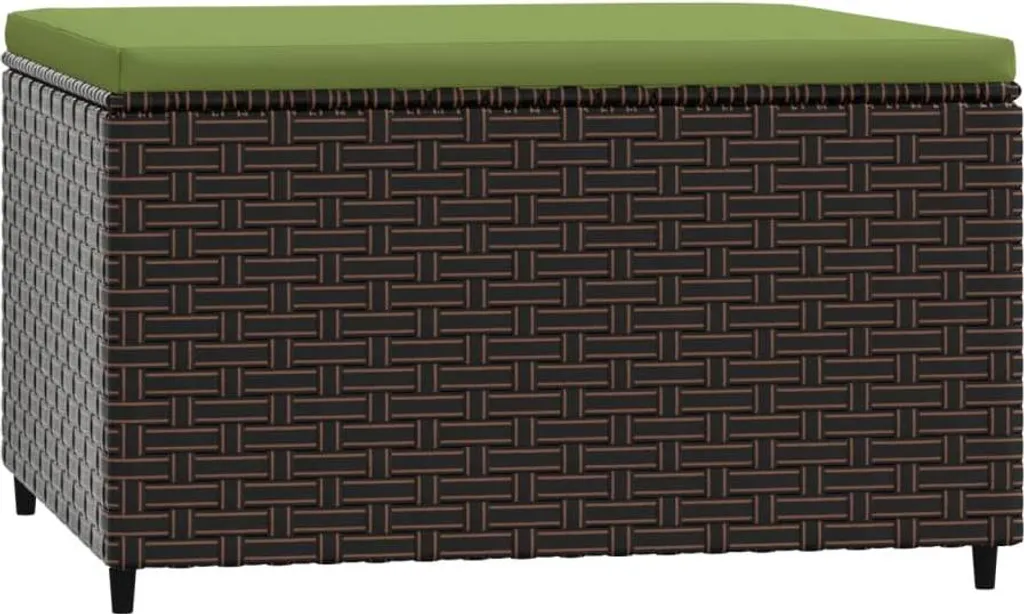 Sgabello da giardino con cuscino in polirattan marrone