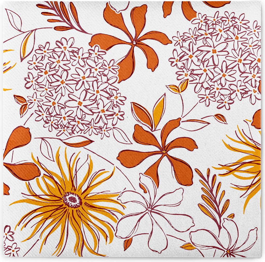 Airlaid Serviette Hilde in Terrakotta-Bordeaux, 40 x 40 cm, 50 Stück - Mank - Floral Blumen Sträucher