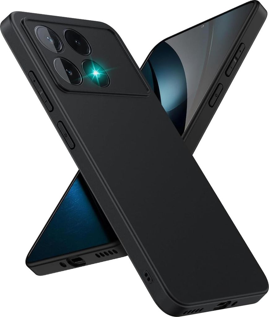 Silikon Hülle für Xiaomi Poco F6 Pro Schutzhülle Matt Schwarz Backcover Handy Case