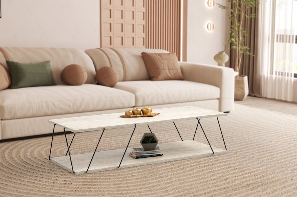 Skye Decor, Labranda - Black, Marble, Schwarz, Couchtisch, 120 x 30 x 50 cm, 100 % MELAMINBESCHICHTETE SPANPLATTEN