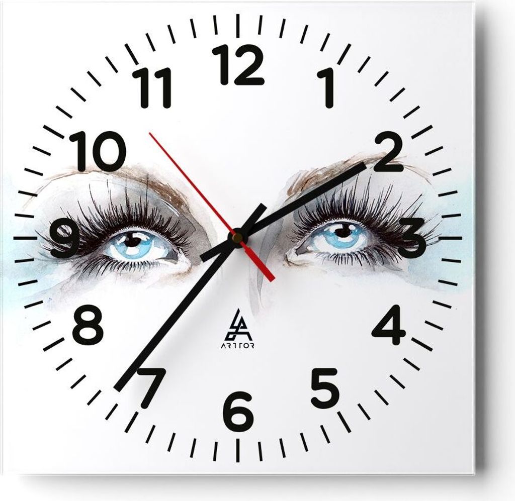 Wanduhr - Quadrat - Glasuhr - Mädchen Fantasie Augapfel menschliches - 40x40cm - Schleichendes Uhrwerk - Lautlos - zum Aufhängen bereit - Dekorat...