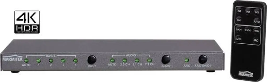 Switch HDMI 4K 60Hz Marmitek Connect 621 avec 4 ports et sortie audio