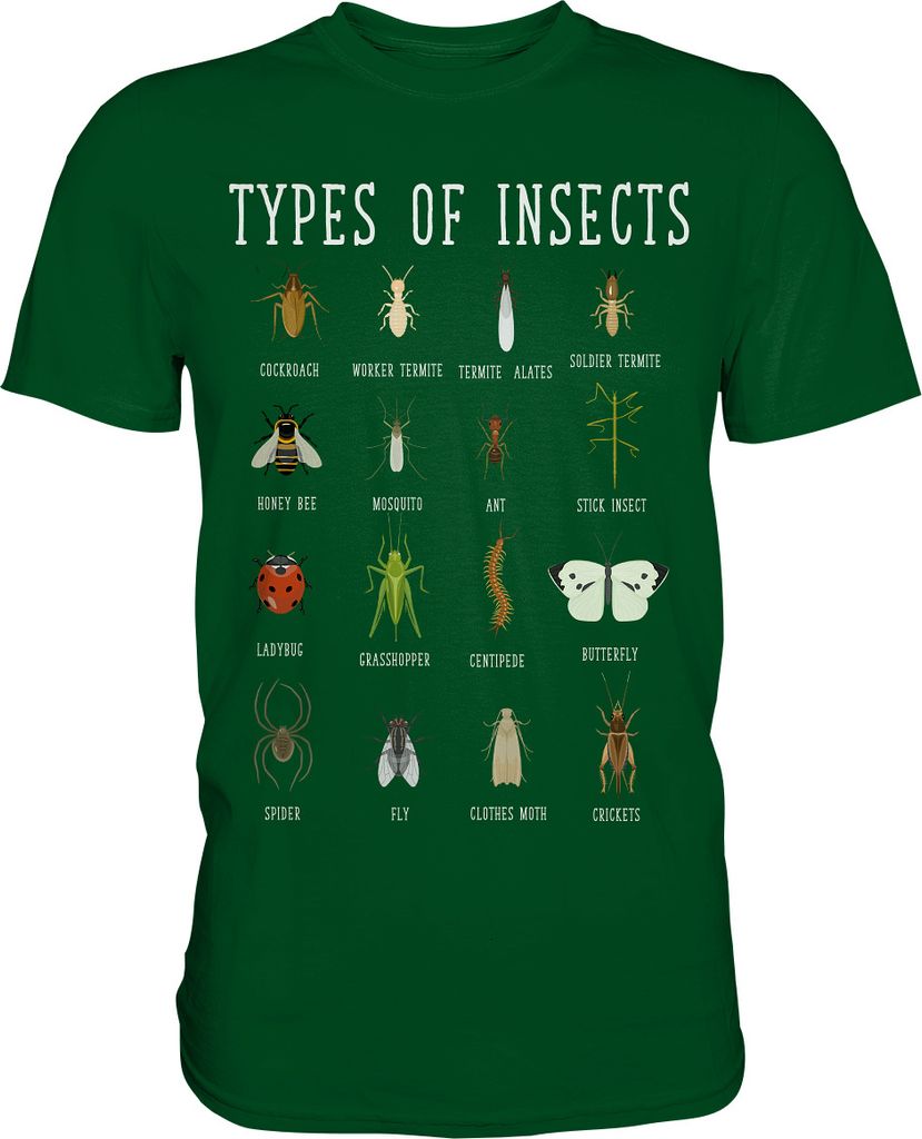 Insektenarten Entomologie Insekten T-Shirt – Bottle Green / Produktbild 