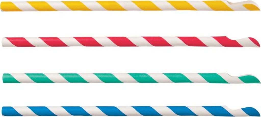 125 tradingbay24 Trinkhalme mit Löffel, Papier, Ø 8 mm, 20 cm Streifen bunt Slush-Eis-Halme Löffelhalme Slushhalme
