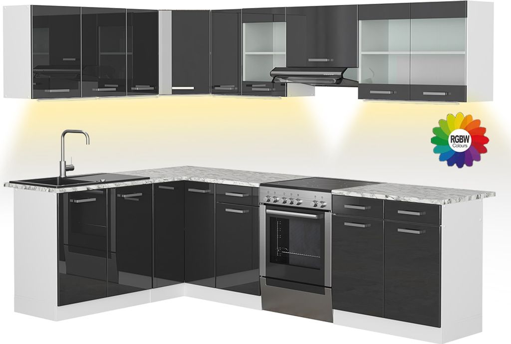 Cuisine d'angle Vicco Rick Anthracite Haute brillance/Blanc Image du produit 