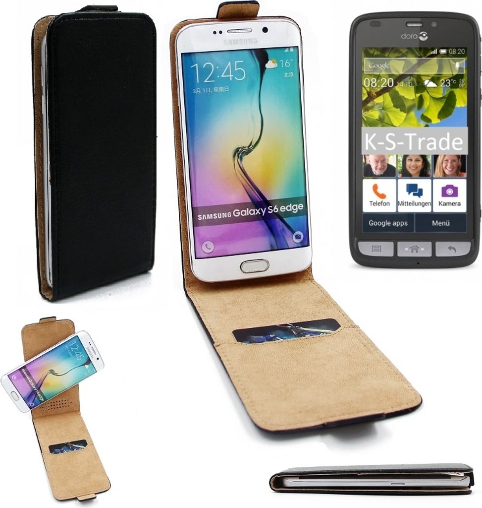 K-S-Trade Kompatibel mit doro Liberto 820 Flipstyle Schutz Hülle 360° Smartphone Tasche, schwarz, Case Flip cover