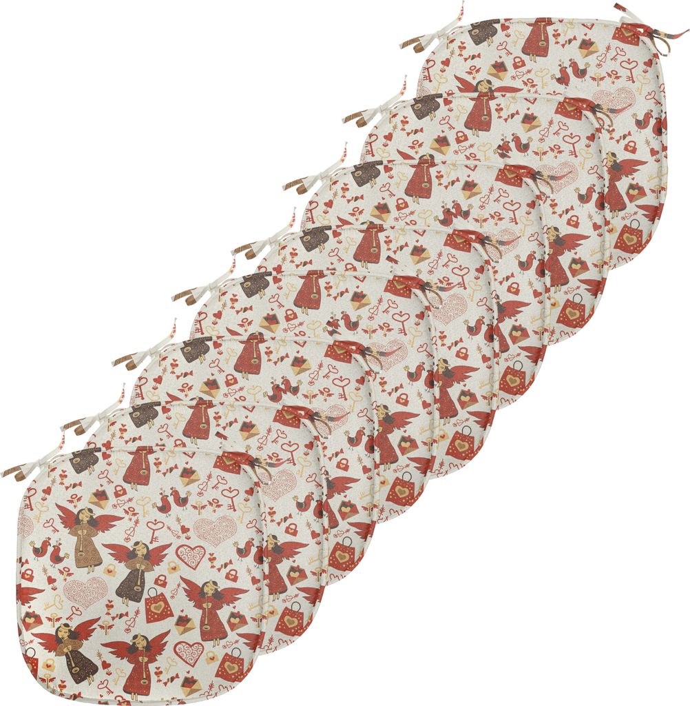 ABAKUHAUS Engel Polster für Esszimmerstühle, Medieval Valentine Themed, Dekoratives wasserfestes Kissen mit Riemen für Küchensitze, 40 cm x 40 ...