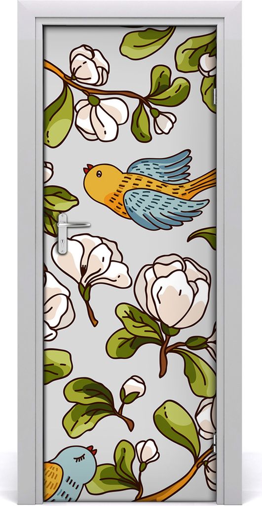 Tulup Türaufkleber 75x205 cm Dekorative Aufkleber Selbstklebend Wasserdichte Tapete Abnehmbar Schlafzimmer Wohnzimmer Wohnkultur - Vögel und Blumen
