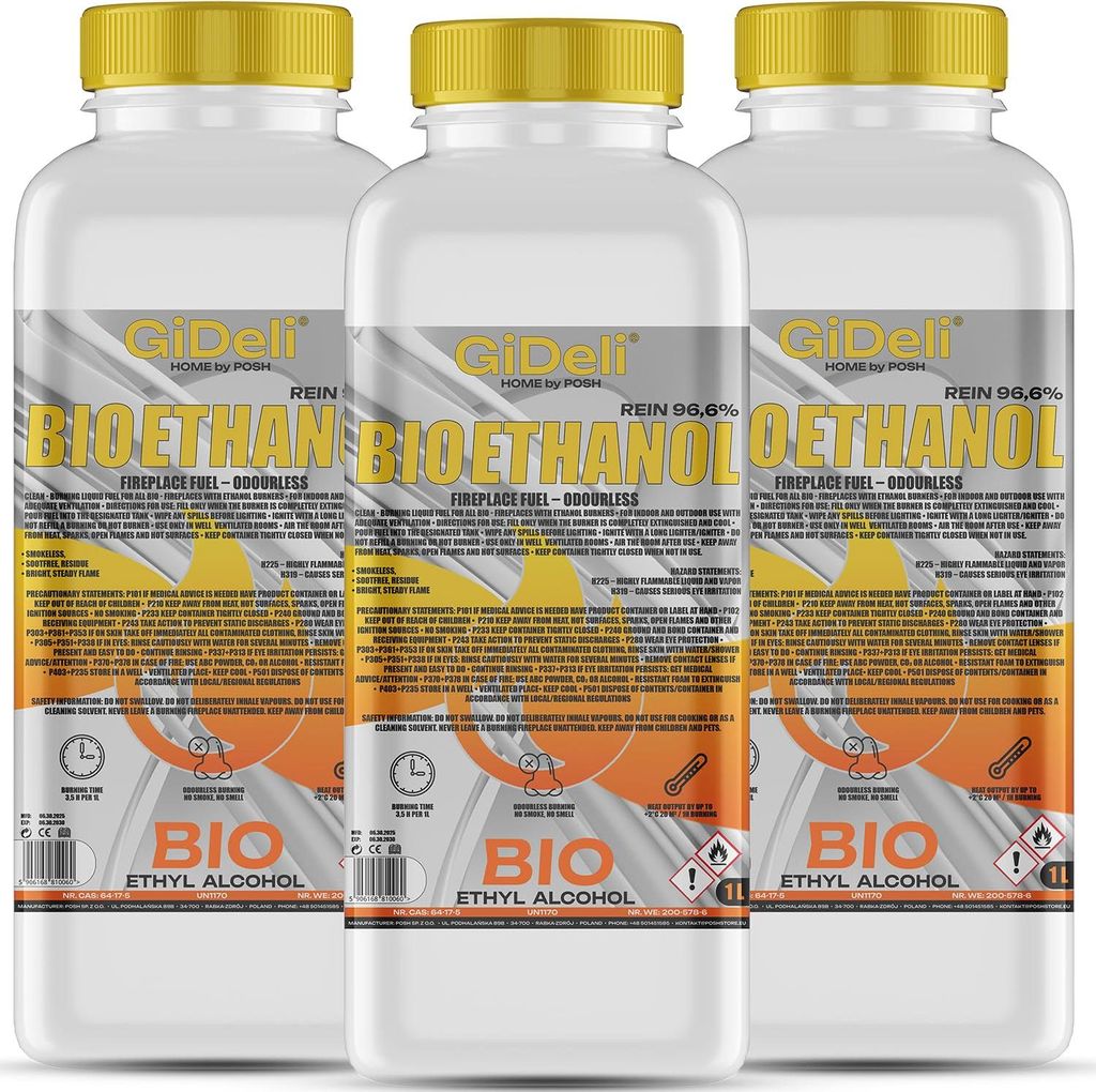 Bioethanol Geruchlos 96,6% 3L für Kamin Universal Rauchfrei Produktbild 