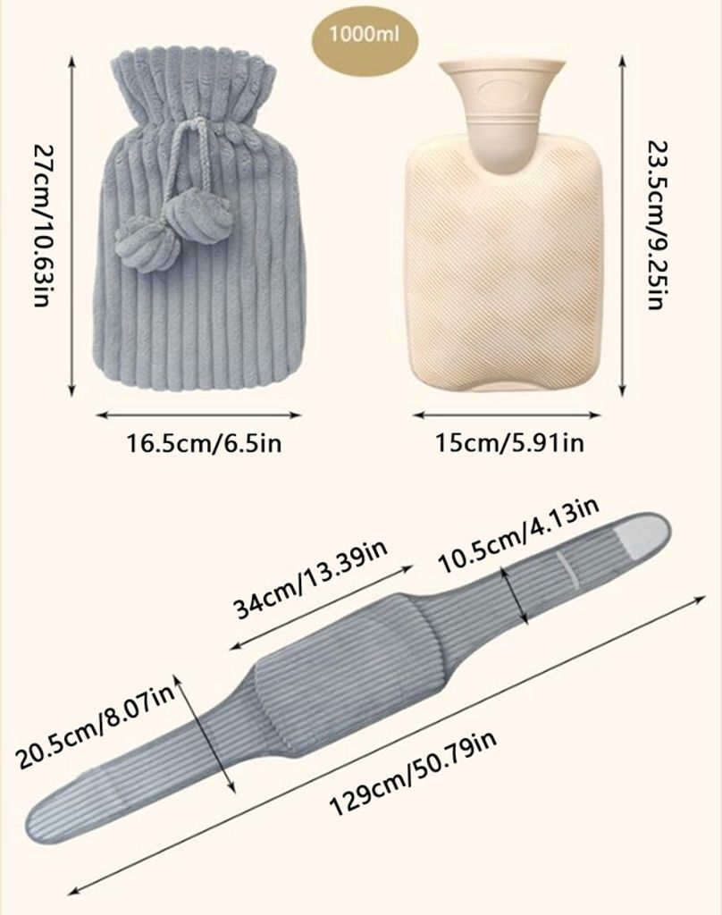 SGEBEST Wärmflasche 1000mL,Wärmflaschengürtel 3 in 1, zur Produktbild 2