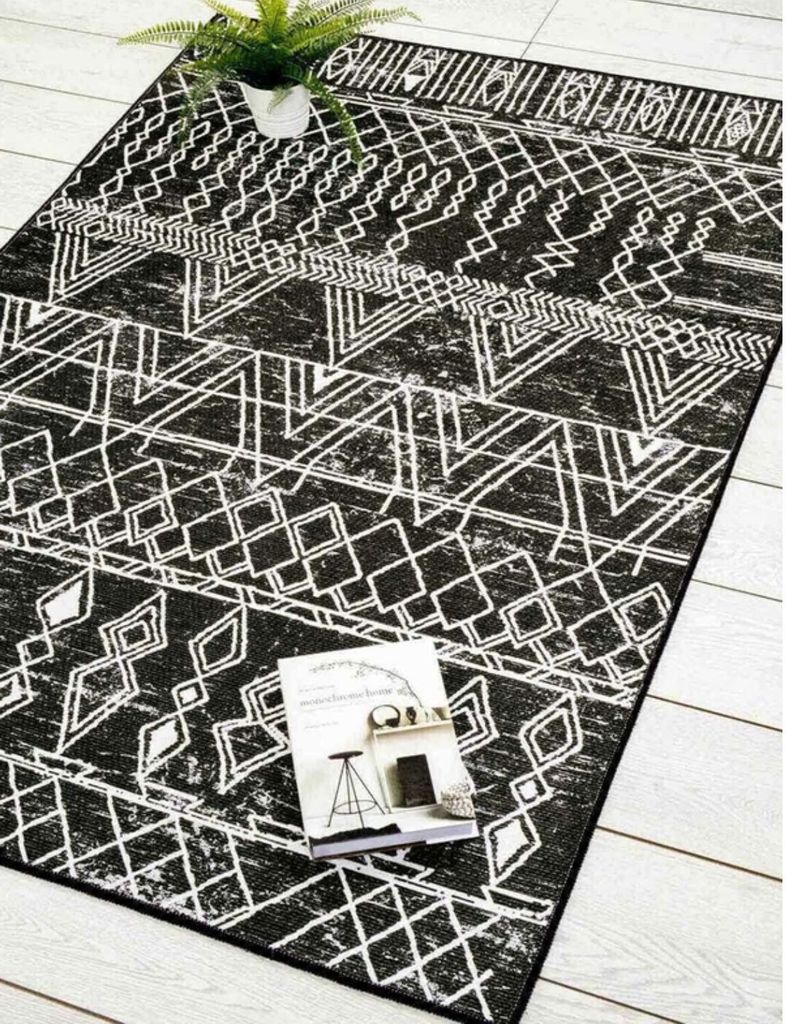 Zeitloser Küchenteppich rutschfest & waschbar – Teppich Läufer Küchenläufer – Schwarz/Weiß – pflegeleicht & für Fußbodenheizung geeign...