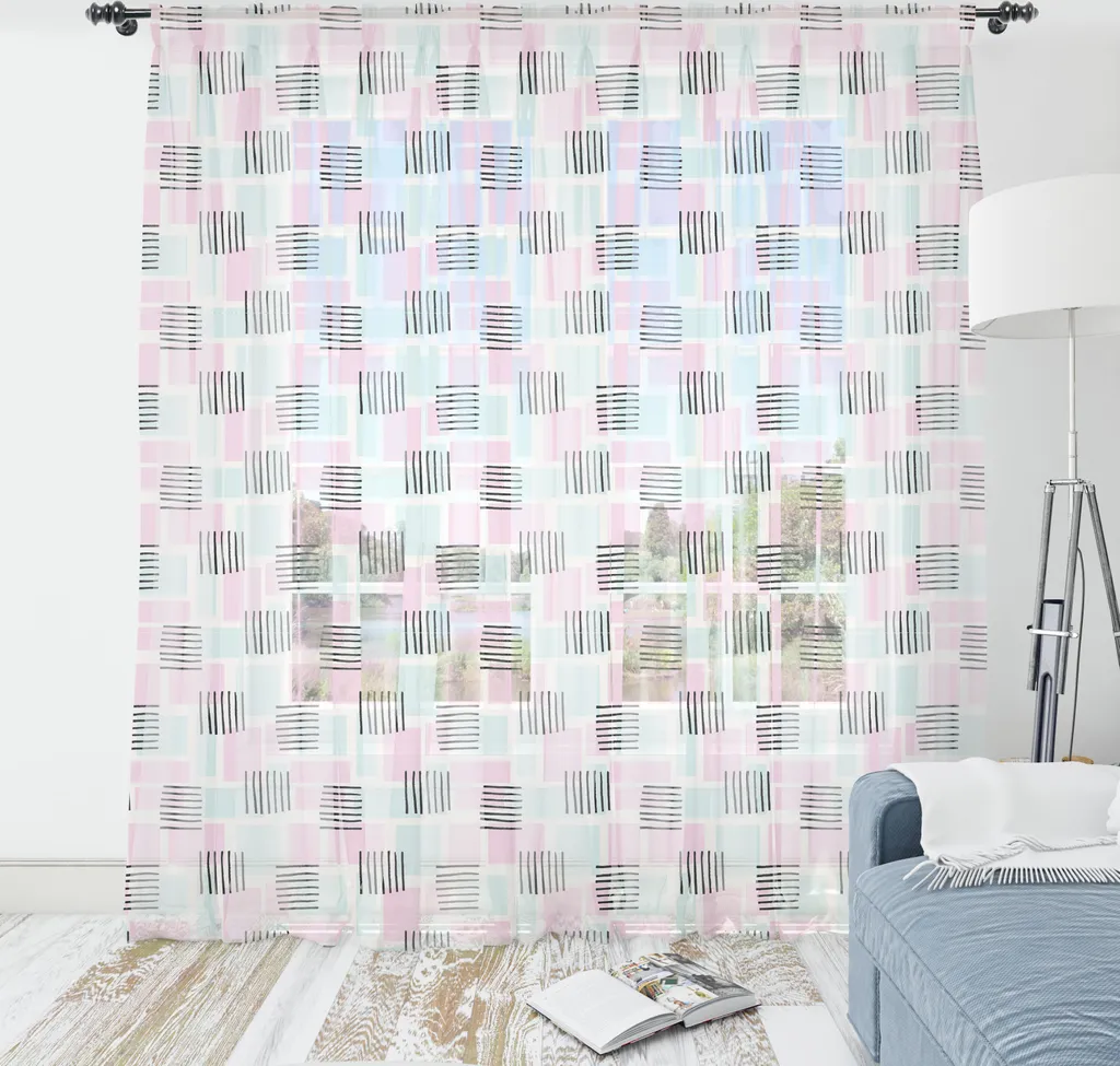 Decorazione Parete ABAKUHAUS Geometrica 210x274 Rosa Azzurro Satin