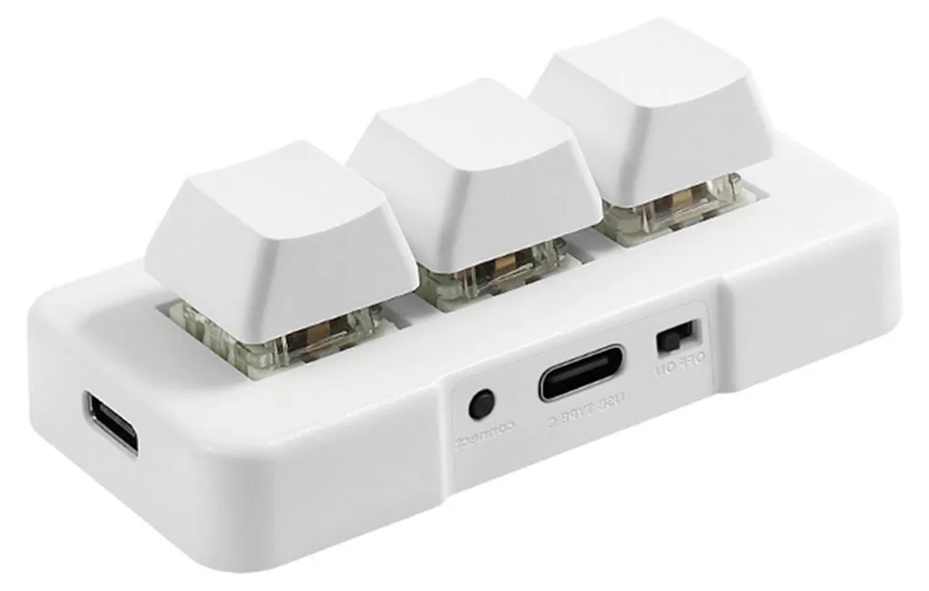 Clavier macro mécanique blanc à 3 touches pour raccourcis multimédia
