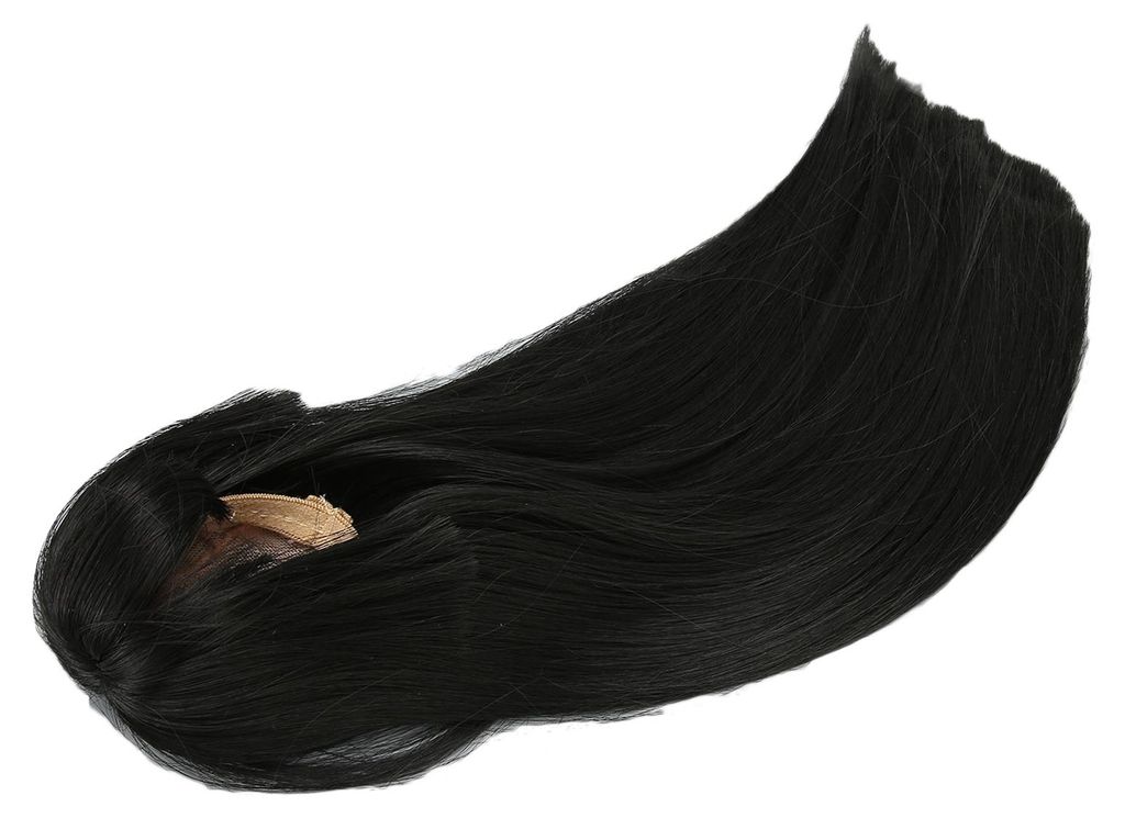 1/6-Puppe mit Kugelgelenken – Perücke für 15,5 bis 17 cm große Puppen – Schwarzes, langes, glattes Haar mit Pony – zum Zuschneiden – Ers...