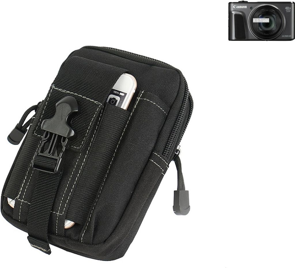 K-S-Trade Holster Kamera-Tasche kompatibel mit Canon PowerShot SX720 HS Gürtel-Tasche mit Extrafächer schwarz 1x