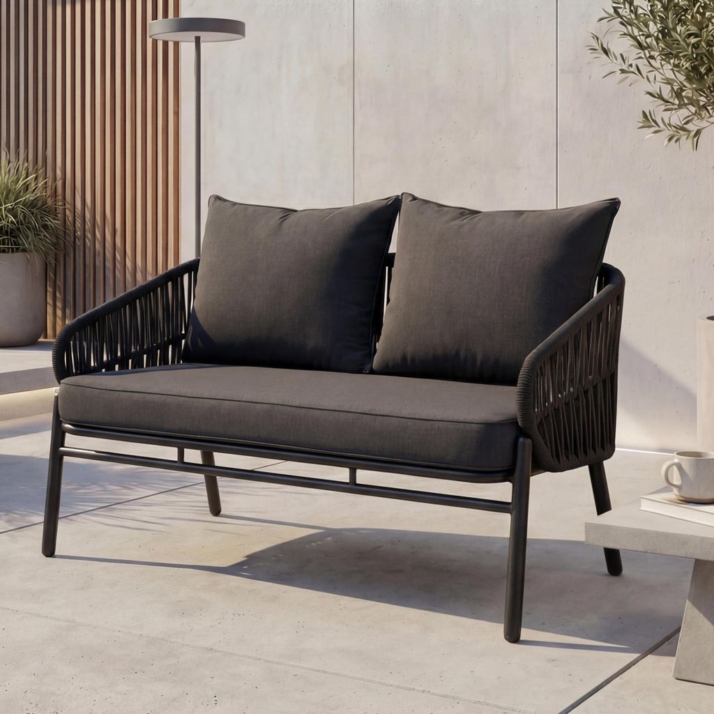 Aluminium-Gartenbank MCW-P90, Gartensofa Outdoor Sitzbank, Produktbild 