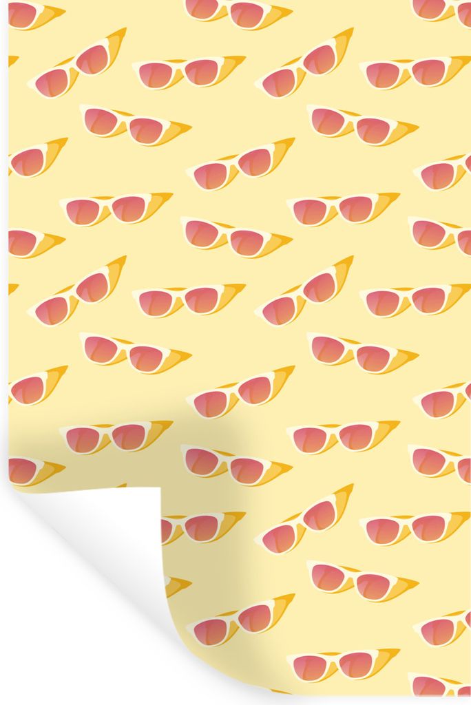 MuchoWow Wandtattoo Wandsticker Wandaufkleber Sommer - Sonnenbrille - Rosa 20x30 cm Selbstklebend und Repositionierbar - Sticker - Dekorfolie