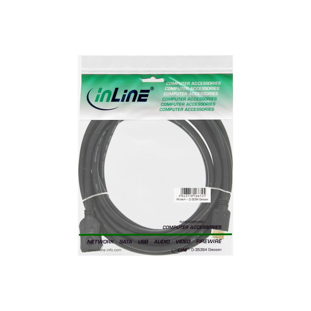 InLine 17633G HDMI mit Ethernet Verlängerung 3m schwarz