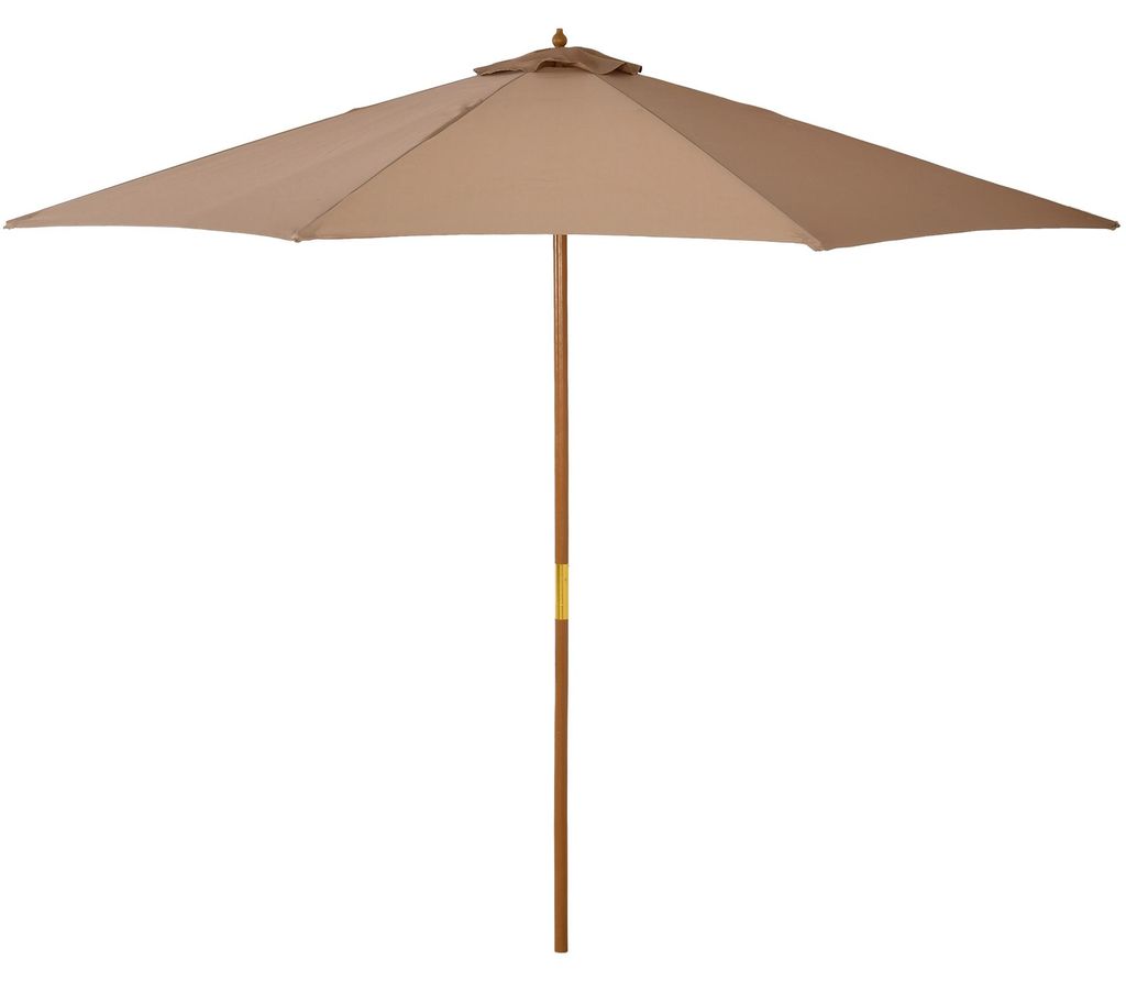 Sonnenschirm Ø 300 cm, Sonnenschirm mit UV Schutz Balkonschirm aus Holz Strandschirm stabil Marktschirm Sonnenschutz für Strand Terrasse Garten, ...