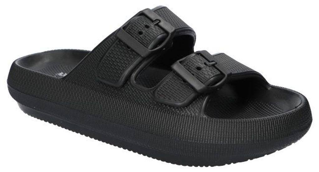 American Club NH166, Damen Schaumstoff Pantoletten leichte Badeschuhe bequem, Schwarz 39