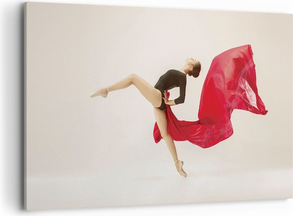 Bild auf Leinwand - Leinwandbild - Einteilig - Ballerina Tanz Rot - 120x80cm - Wand Bild - Wanddeko - Wandbilder - Leinwanddruck - Bilder - Wanddek...