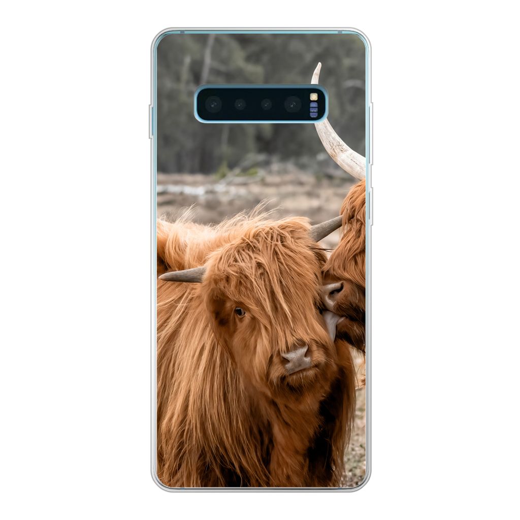 MuchoWow Handyhülle Schutzhülle Hülle für Samsung Galaxy S10 Lite Schottischer Highlander - Liebe - Porträt Silikon Softcase Handy Hülle - ...