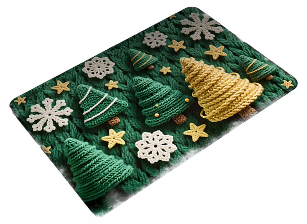 Weihnachtsfußmatte mit 3D-Effekt, Weihnachtsmann-Motiv, rutschfest, mit Weihnachtsbaum- und Schneemann-Motiv, für Eingangsbereich, Veranda, Badez...