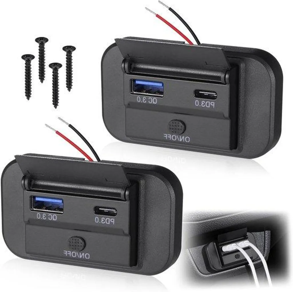 Prise USB Encastrable 12V/24V Double Port pour Camping-Car et Bateau - 2x