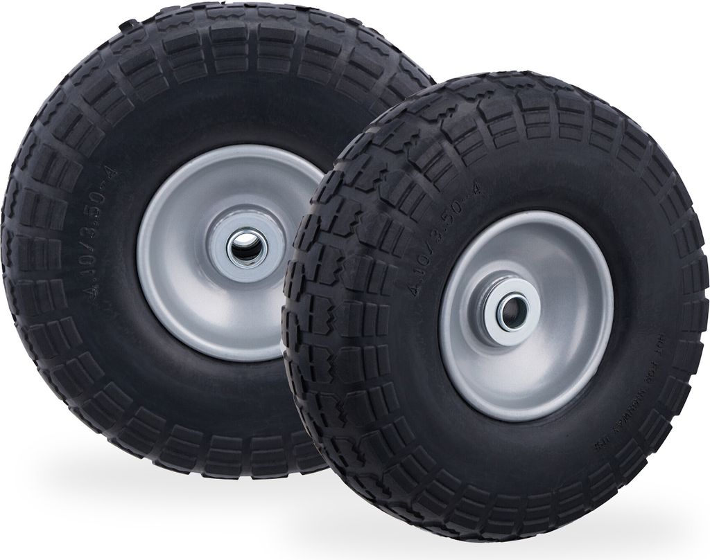 relaxdays 4 x Sackkarrenrad PU schwarz-grau