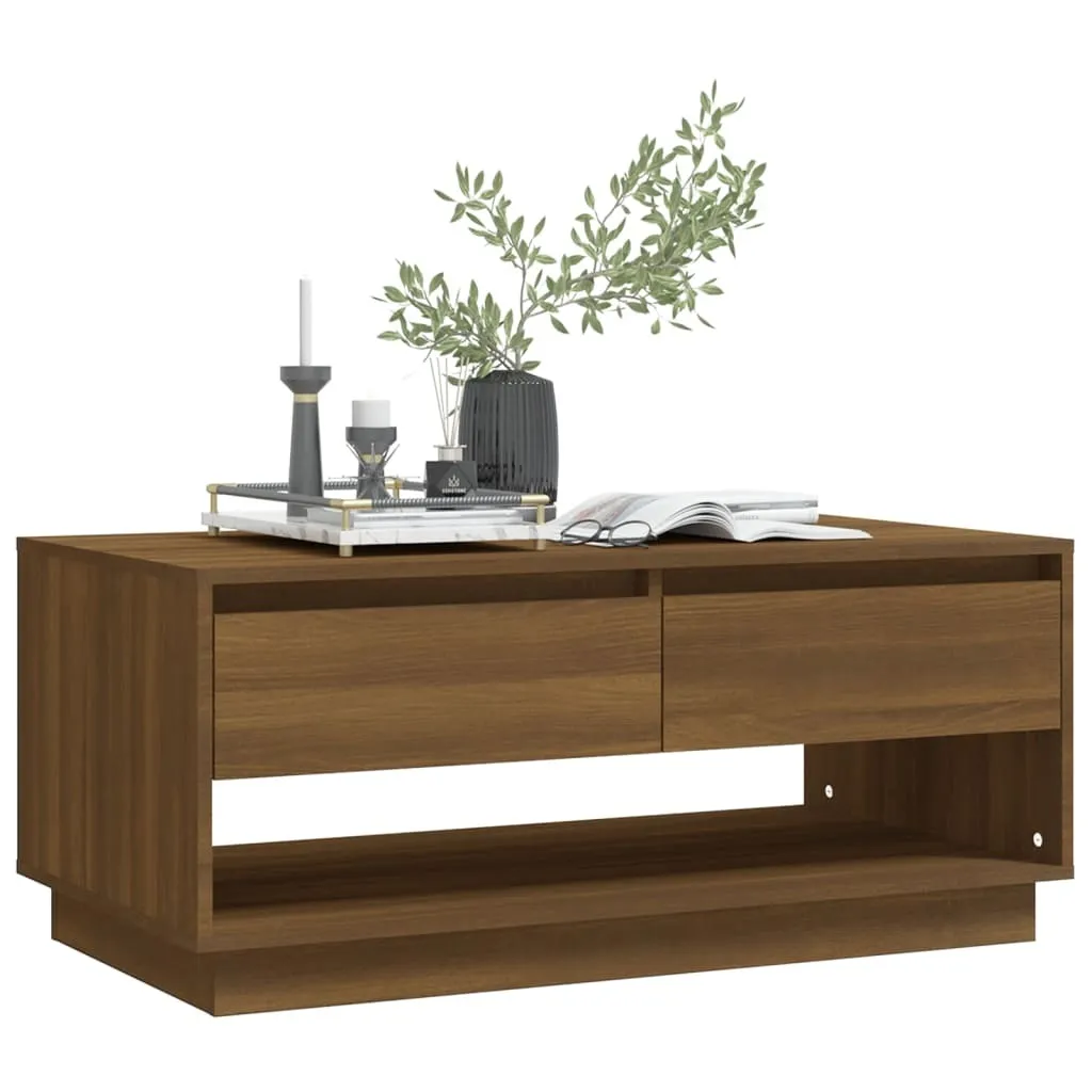 Table basse robuste chêne marron 102,5x55 cm avec plateau résistant - 6