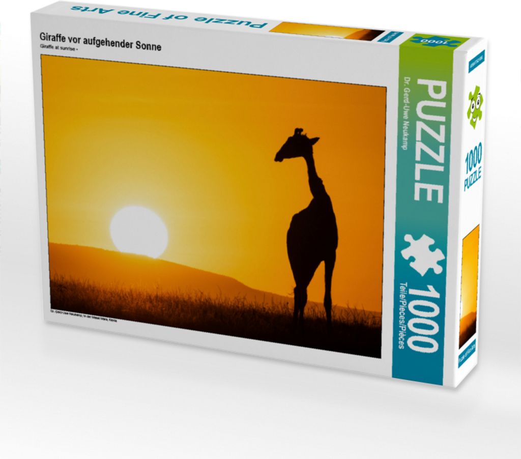 CALVENDO Puzzle Giraffe vor aufgehender Sonne | 1000 Teile Lege-Größe 64x48cm Foto-Puzzle für glückliche Stunden