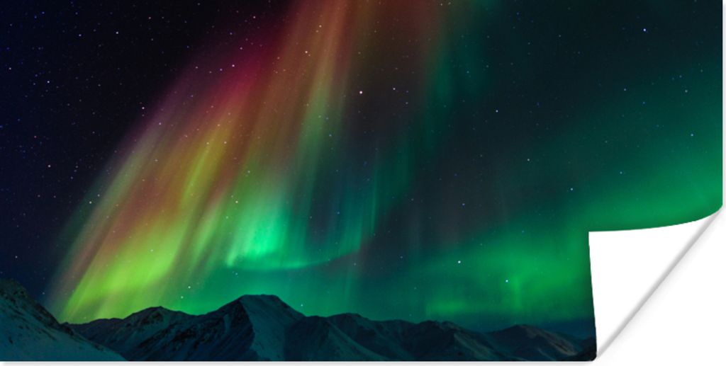 MuchoWow Poster Regenbogen - Aurora - Sternenhimmel 80x40 cm - Wanddeko