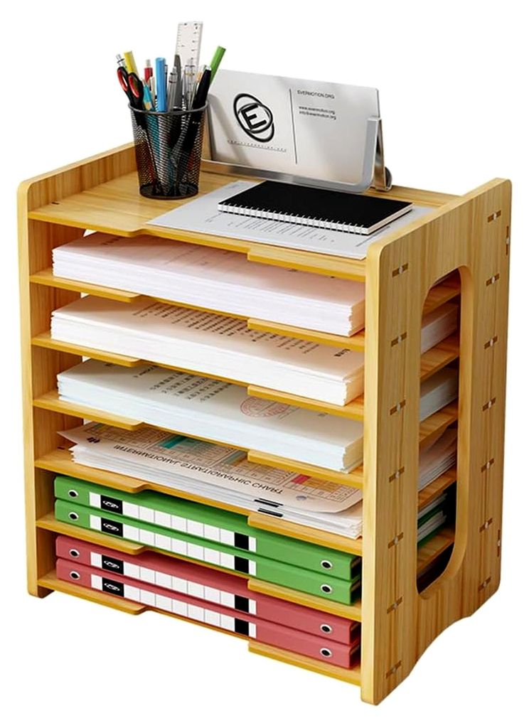 Holz-Ordner-Organizer, A4-Brieffach, Dokumentenaufbewahrungsständer für Büro und Zuhause