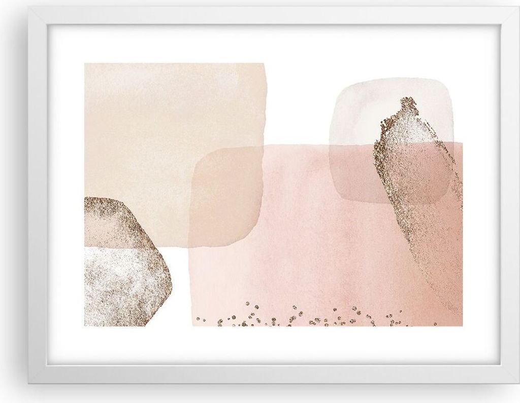 Gerahmtes Poster - Weißer Rahmen - Abstraktion Modern Pastell - 40x30 cm - Wand Bild - Wanddeko - Wandbilder - Kunstposter - Wandposter - Bilderra...