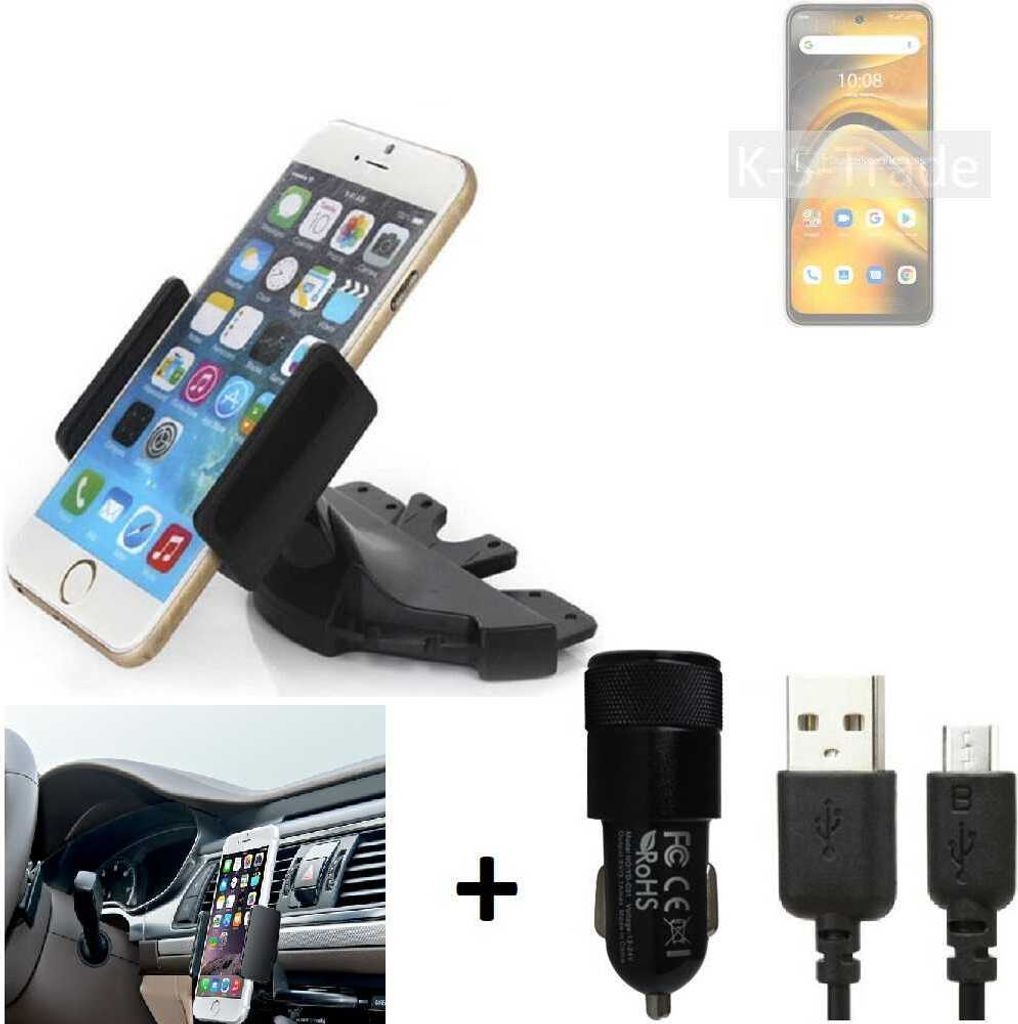 TOP SET K-S-Trade Autohalterung kompatibel mit UMIDIGI A13 Pro 5G CD Schlitz Halterung KFZ-Halter Radio Handy Halterung 360° drehbar DVD-Schacht