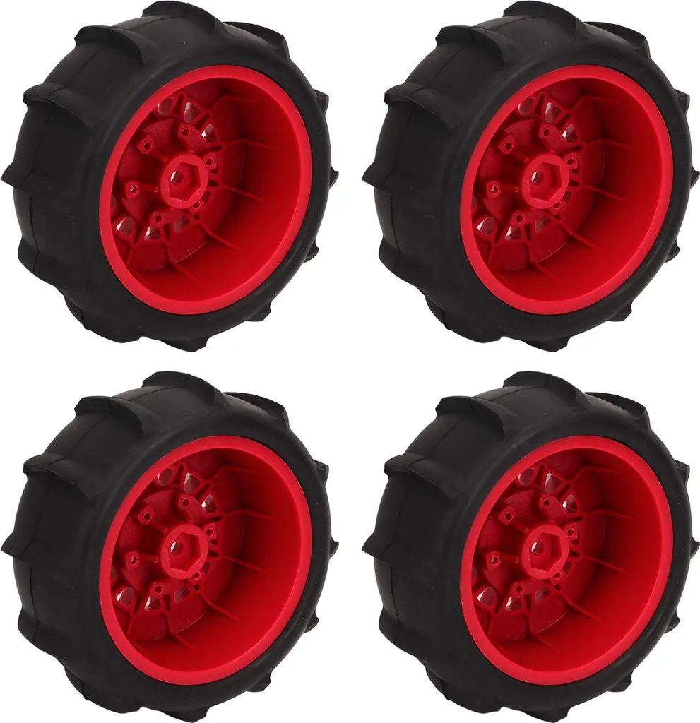Roues RC Neige pour Conduite Hivernale Stable avec Moyeux Ajustables Rouge