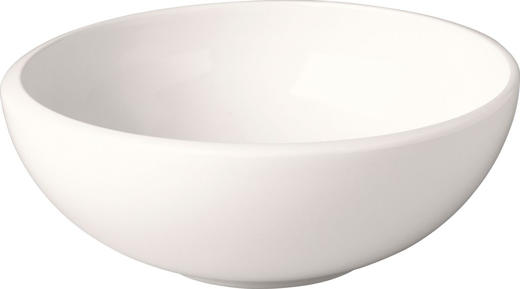A white ceramic bowl on a white background.