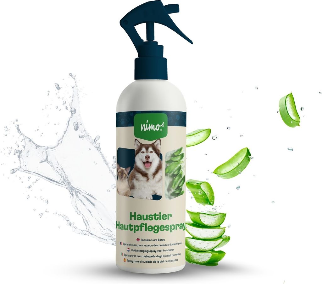 nimo Haustier Hautpflegespray | Hautpflege für Hunde, Katzen mit Aloe Vera & Panthenol | Regeneration der Haut bei Trockenheit & Entzündungen |...