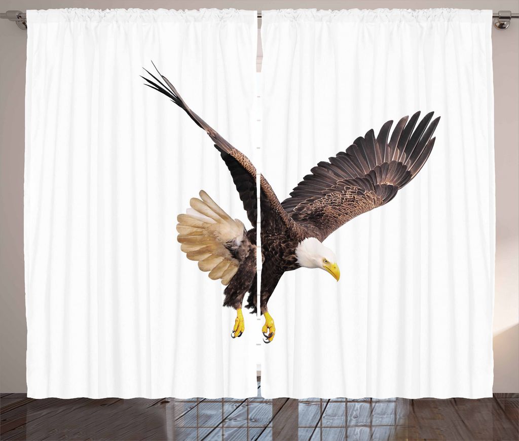 ABAKUHAUS Adler Rustikaler Gardine, Predator und Beute Szene, Schlafzimmer Kräuselband Vorhang mit Schlaufen und Haken, 280 x 225 cm, Dunkelbraun ...