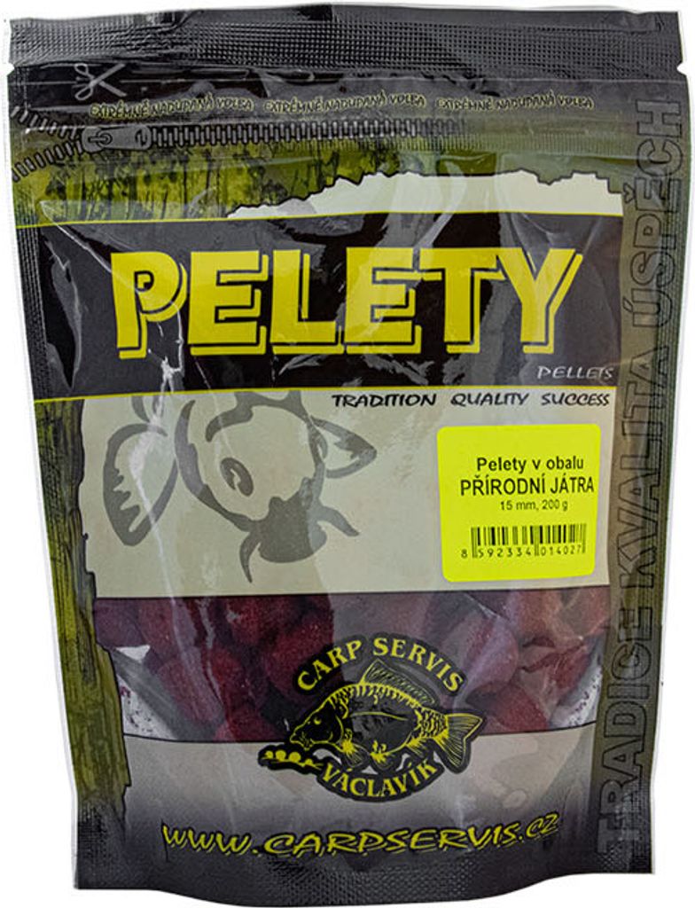Karpfen-Servis-Václavík-Pellets in einer Packung mit einem Loch. Natürliche Leber 15 mm, 200 g
