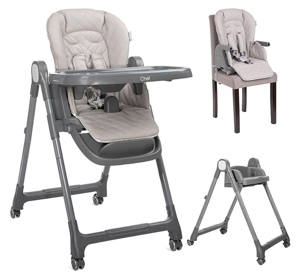 Lorelli Kinderhochstuhl Chef 3 in 1 klappbar Kinderstuhl Booster-Sitz Fußstütze beige