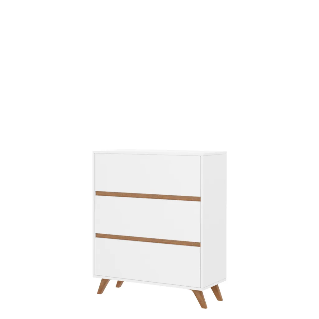 Commode MOREL design bicolore chêne kraft doré 120cm pour chambre - 4