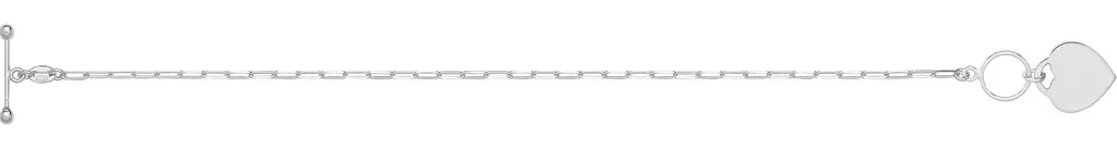 Bracelet Argent 925 Anti-Ternissement Coeur - Maille Paperclip Solide