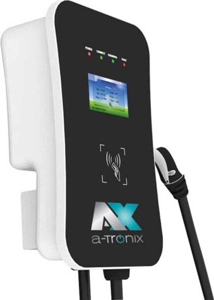 a-Tronix Wallbox 7 kW Single Ladestation für E-Auto Typ2 230V 32A 5m Ladekabel