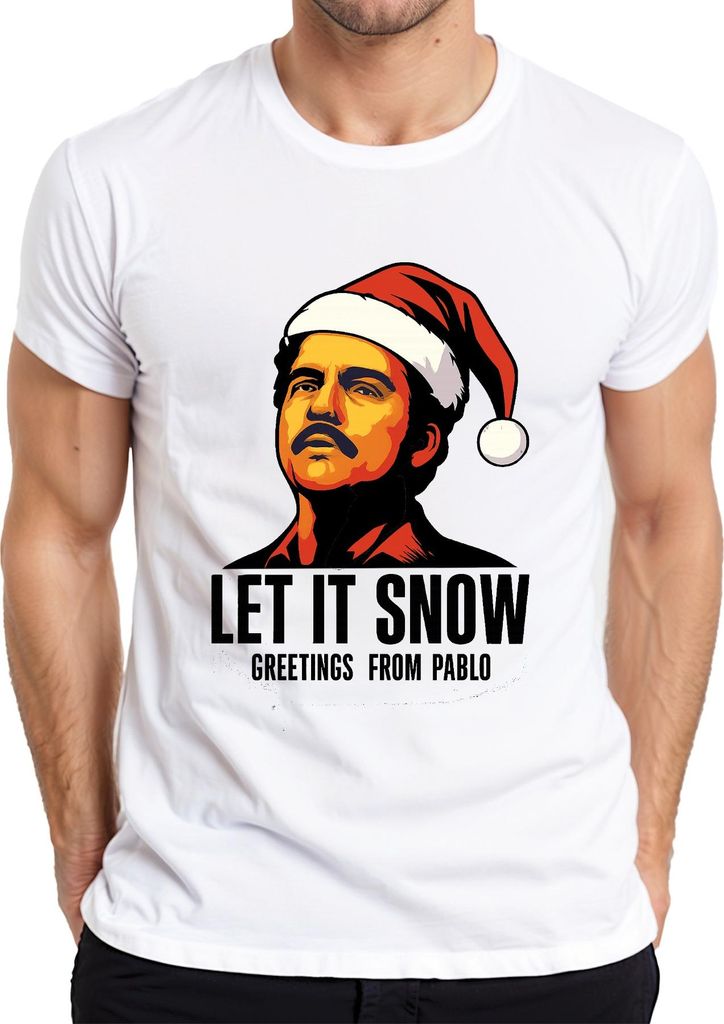 LET IT SNOW Weihnachten Santa Geschenk Pablo Wichtelgeschenk Herren T-Shirt, Weiß, S
