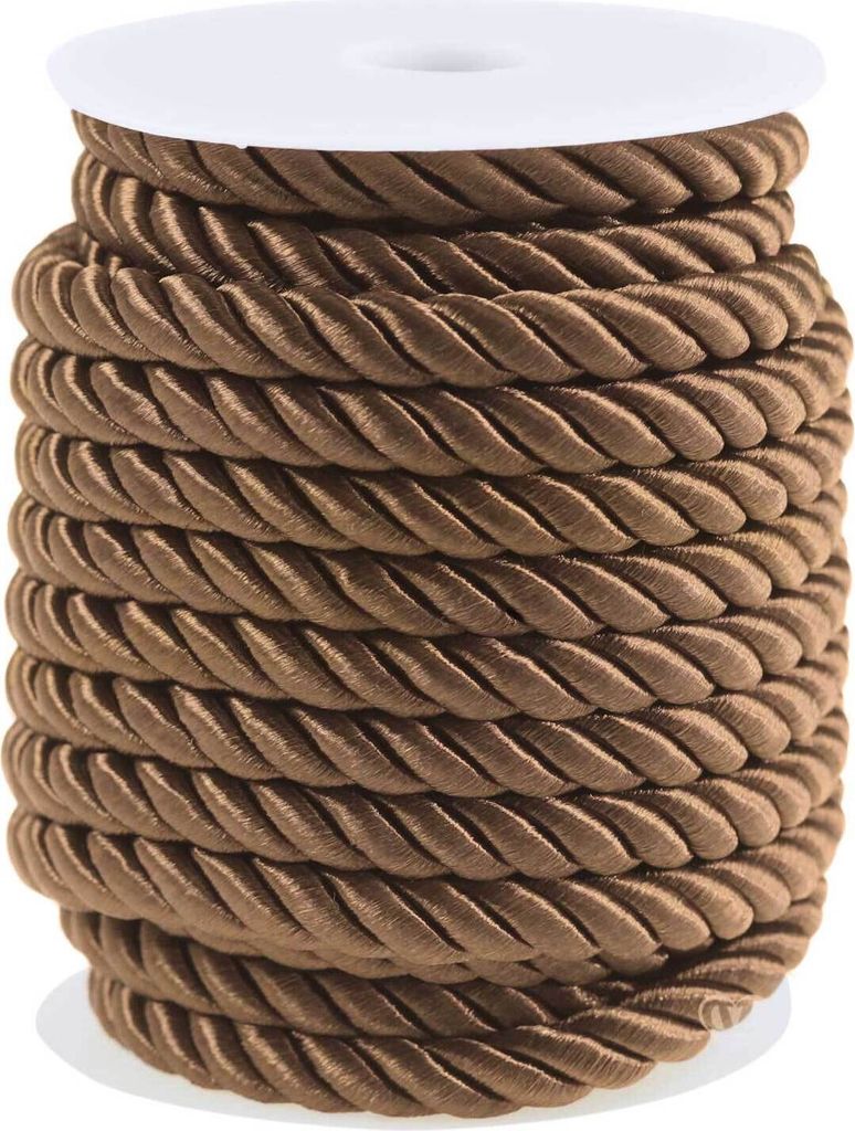 10m Atlaskordel Atlasschnur ca. 8-10 mm glänzend gedreht, Seil Kordel Schnur, Farbwahl , Farbe:braun